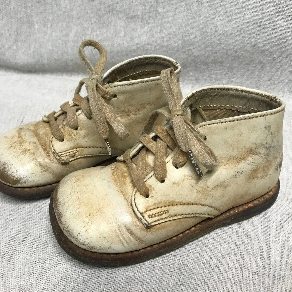Vintage Hard Sole Baby Shoes: Well‎ Worn Doll Display